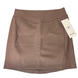 Lululemon Scuba High Rise Mini Skirt Size M Taupetastic Cotton Fleece Pull On